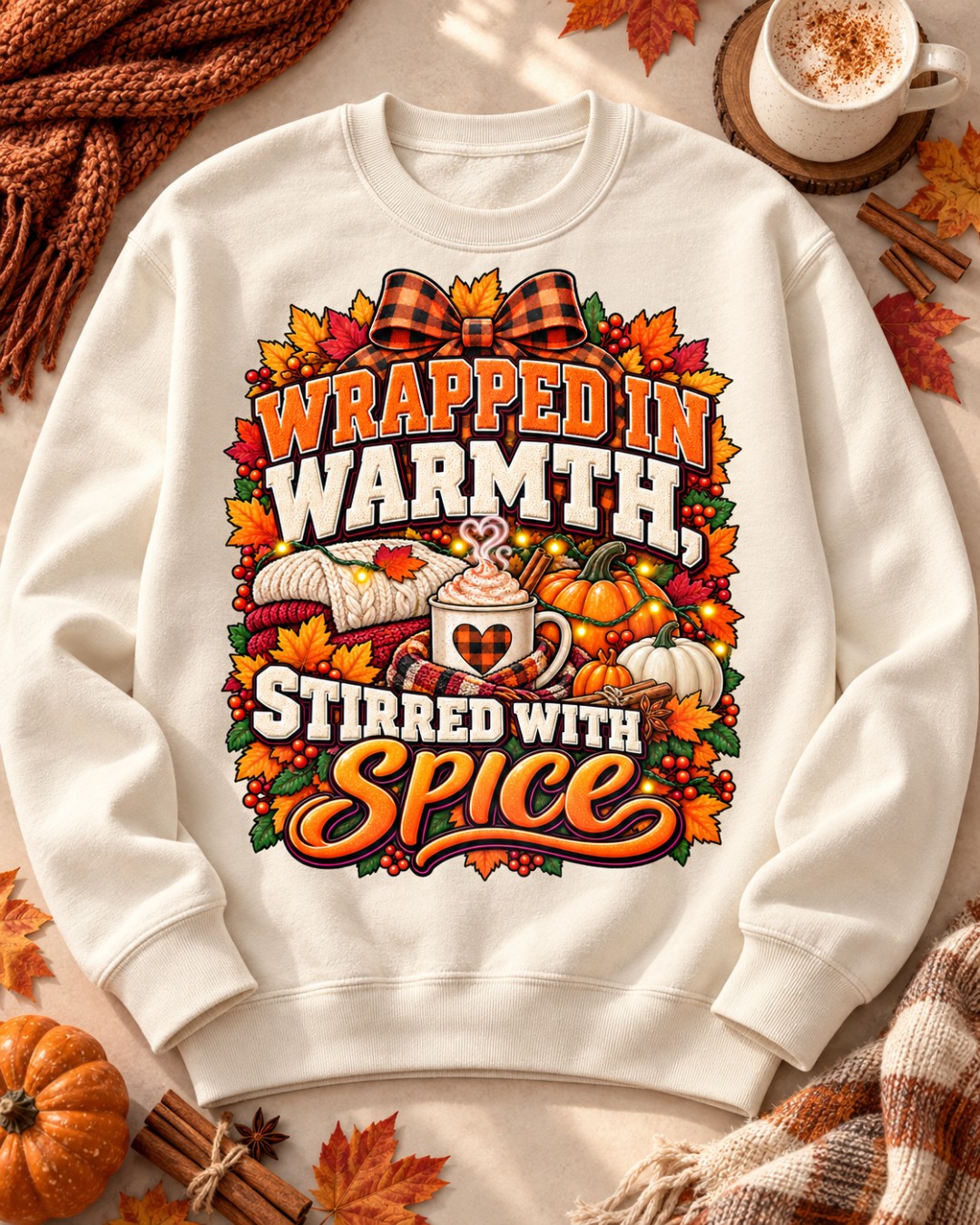Wrapped in Warmth, Stirred with Spice shirt mockup
